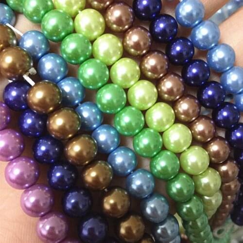 17 colors charms simulated-pearl shell round loose beads 4mm 6mm 8mm 10mm 12mm 14mm fashion women jewelry findings 15inch B1604