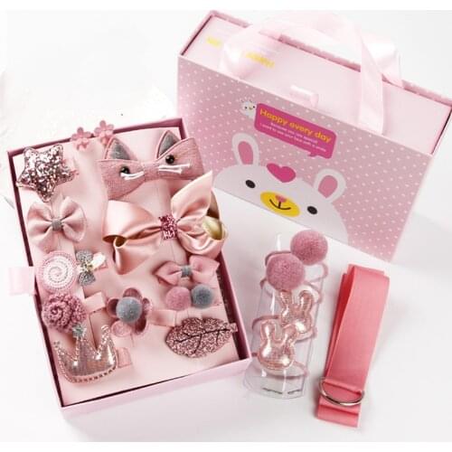 18-piece Set Toddler Gifts Girls Headwear Baby Hair Accessories box Clips Bow for infants Baby Hairclips Organizer Hairpin