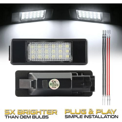 2Pcs Car Rear 18 LED License Number Plate Light Lamp For Peugeot 106 207 307 308 3008 406 407 508 607 806 807 Expert RCZ Coupe