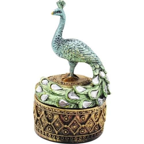 Peacock Home Decoration Accessories Home Elegant Resin Crafts Peacock Jewelry Box Elegant Home Decorations Animal Decoration