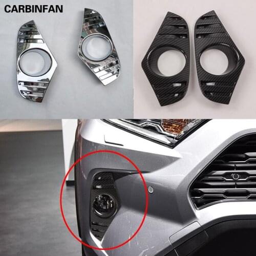 Car Styling Chrome Exterior Front Rear Fog Light Lamp Frame Sticker Cover Trim 2pcs/set For Toyota RAV4 RAV 4 2019 2020