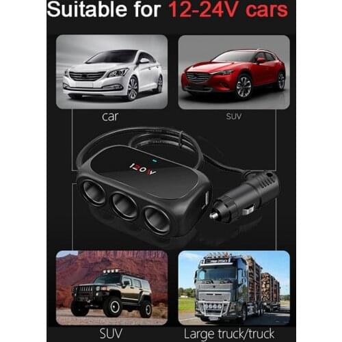 Car Cigarette Lighter Conversion Vehicle USB Charger Power Adapter 12v-24v 3 Ports 3.1A Fast Car Phone Charger For IPhone Xiaomi
