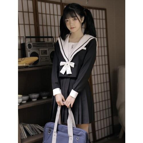Bow Zhizhiya Zhengtong JK Uniform Skirt Female Summer Japanese Sailor Suit Pleated Skirt japanese school uniform