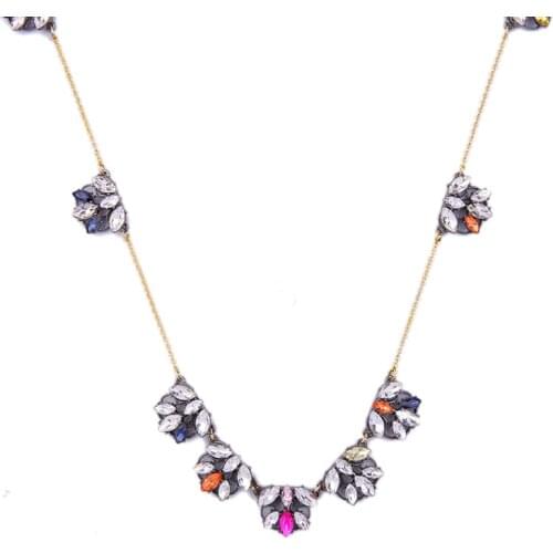 Best Seller 2017 New Item Long Chain Necklace Brilliant Colorful Crystal Friendship Necklace For Girls