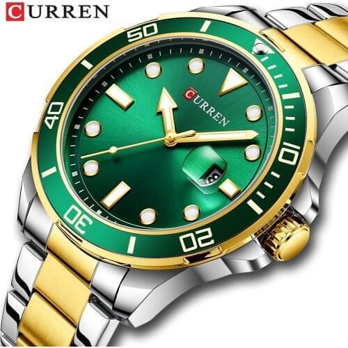 CURREN Watch Men Brand Automatic Quartz Clock Fashion Business Sapphire Glass Watches Steel Waterproof All Steel+Box