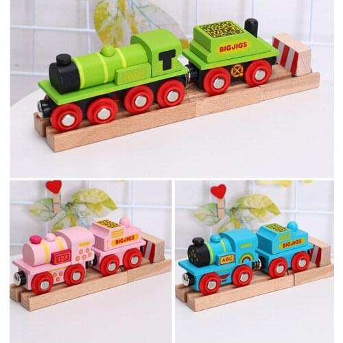 Wooden train link train cabin and track can be connected to wooden train track toy childrens puzzle hand push delicate toy car