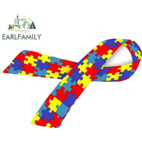 EARLFAMILY 13cm x 8.1cm for Autism Ribbon Car Stickers Vinyl Car Wrap Decal Campervan Waterproof Windows Motorcycle Decals