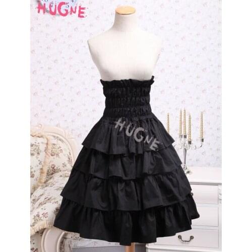 Classic Cotton Black Ruffle Lolita Skirt high waisted