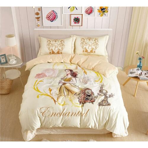 100% cotton princess bedding set girls rose pattern duvet comforter cover twin full sizes kids bed linens 3/4/5 pc sheets yellow