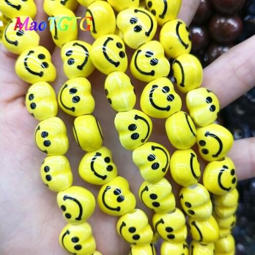 Heart Shape Smiley Face Ceramic Beads For Jewelry Making Necklace Bracelet 10x14mm Loose Spacer Beads Accessories Wholesale
