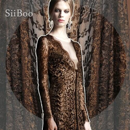 American style black gold-coated lace fabric for wedding/party dress luxury mesh lace fabric for sewing free shipping SP3084