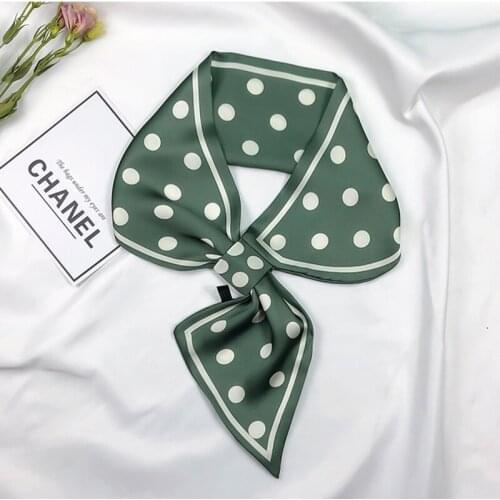 Summer Fashion Dot Silk Scarf Women Luxury Shawls Spring Small Hair Neck Hijabs Office Basic Foulard Scarves PJ144