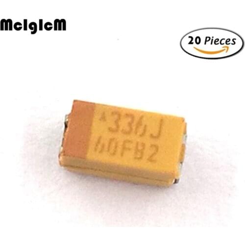 MCIGICM 20pcs A 3216 33uF 6.3V SMD tantalum capacitor