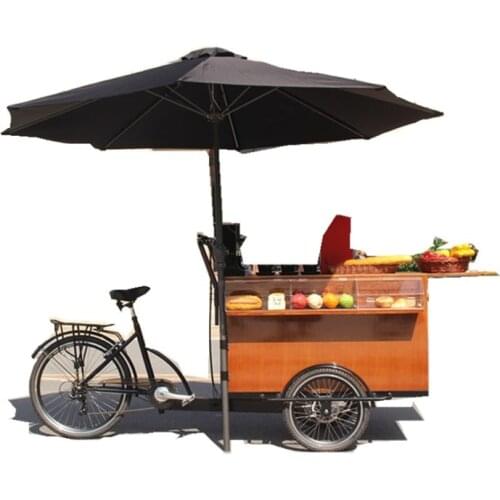 Fashin Cargo Bike Electric Adult Tricycle Street Bicycle Coffee Bubble Tea Food Vending Cart Customizable