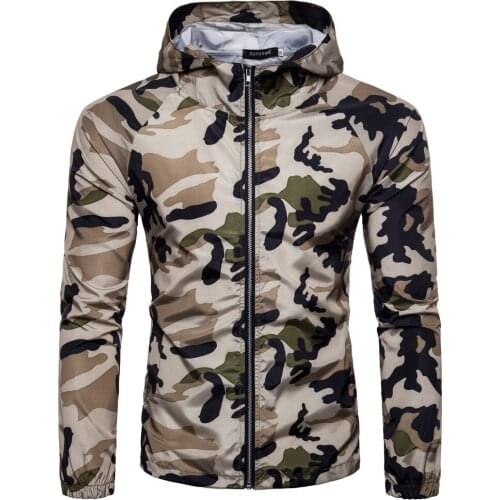 Outdoor Sun Protection Clothing Mens2021spring Summer New European and American Mens Camouflage Army Fan Series Hooded Jacket