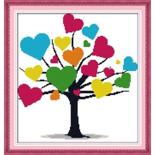 Joy Sunday Colorful Tree Counted Cross Stitch Kits 11&14CT DMC DIY Embroidery Kits Needlework for Home Decor Handmade Gift