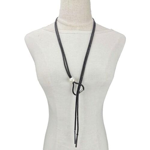 UKEBAY New Long Necklace Women Statement Necklaces Simple Adjustable Chain 4 Colors Match Clothes Jewelry For Party Gift Pendant