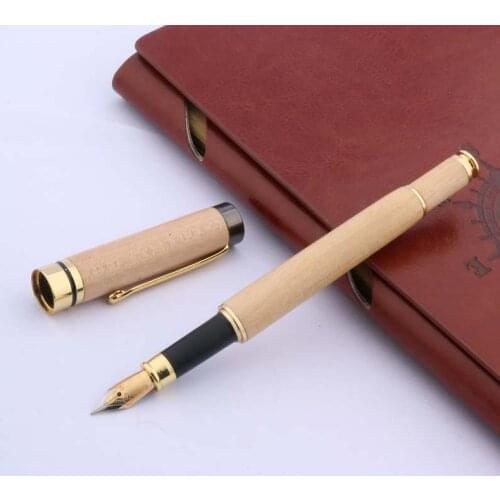 OFFICE Gun gray WHITE golden Smooth Trim WOOD Fountain Pen