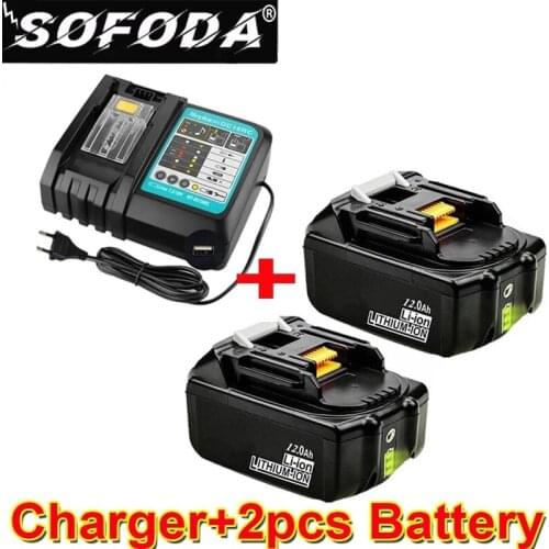 Original For Makita 18V 12000mAh Rechargeable Power Tools Battery with LED Li-ion Replacement LXT BL1860B BL1860 BL1850+Charger