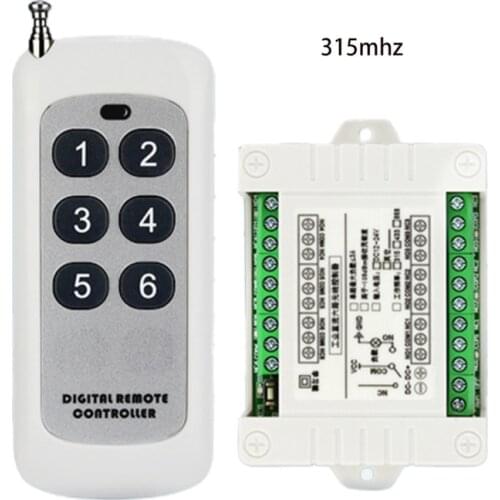 Radio Frequency Wireless Controller, Remote Control System Transmitter with 6 Channels,315/433 MHz, DC 12V, 6 Channels