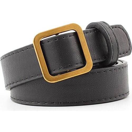 Retro Trend Without Pin Buckles Belt Female Deduction Side Gold Buckle Jeans Wild Belt For Women Students Simple Casual Belt