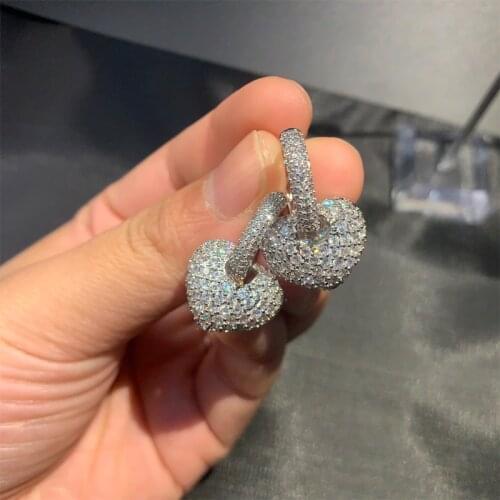 Retro Color Hollow Heart Shaped Earring Zircon Tassel Exquisite Fashion Luxurious Jewelry Dubai Costume For Women Wedding Famous