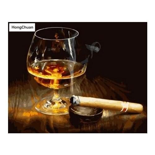 Cigar Wine Mural Fast Delivery 5D DIY Square/Round Diamond Painting Embroidery Mosaic Home Decoration Cross Stitch Gift New Year