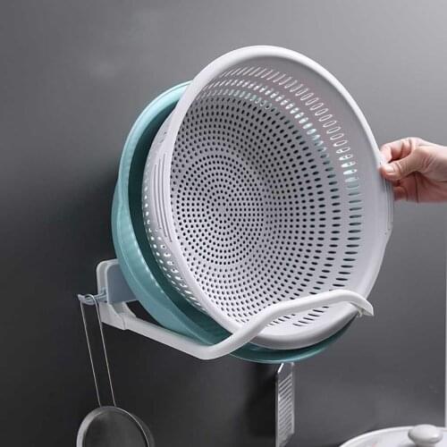Foldable Wash Basin Storage Racks Wall Mounted Pot Lid Shelf Holder Self Adhesive Storage Shelf Bathroom Organizer prateleira