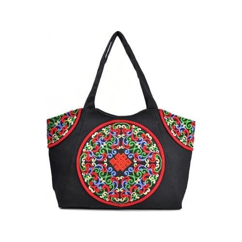 Fashion national singel-side embroidery women shopping casual Totes!Nice bohemian prints lady handbags All-match casual Carrier