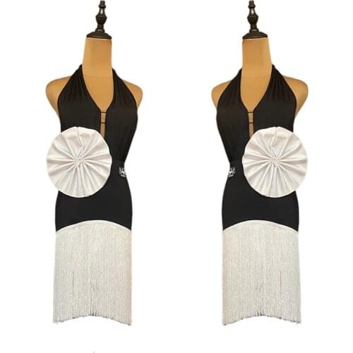 Fringe Latin Dance Dress Women Salsa Dance Outfit Backless Stage Costume Sexy Rumba Dancewear Tango Dress Designer ClothesJL3394