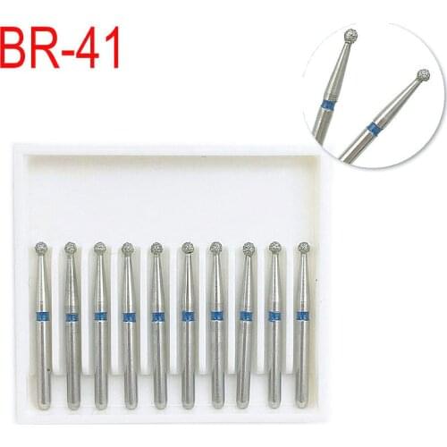 10PCS Dental Diamond Burs Drill Ball Round Type Dia-burs Medium FG 1.6M for High Speed Handpiece BR-41
