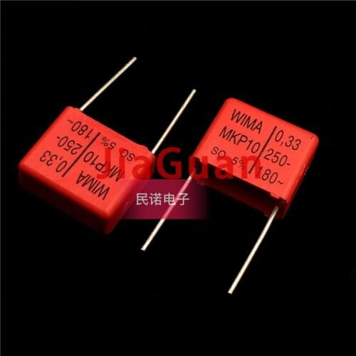 10PCS RED WIMA MKP10 0.33UF 250V p15mm original new MKP-10 334/250V audio 330nf film 334 PCM15 hot sale WIMA 250V0.33UF