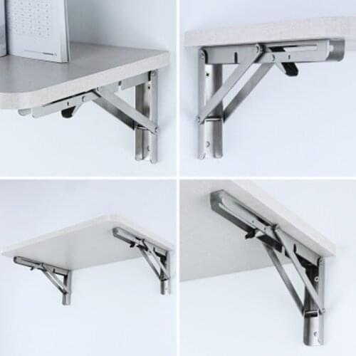 2 PCS Folding Shelf Brackets Heavy Duty Stainless Steel Collapsible Shelf Bracket For Table Work Space Saving DIY Bracket