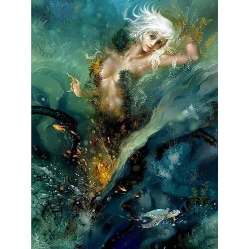 5D diamond painting Full square wall stickers Cuadros Cross stitch kit haft diamentowy set Cartoon woman art animal Sea turtle