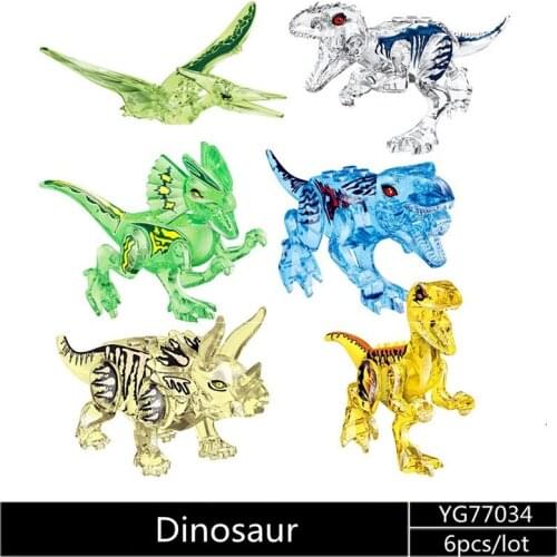 84pcs/lot Jurassiic Park World Dinosaur Building bricks Block Pterosauria Triceratops Indomirus T-Rex baby toys gift YG77034
