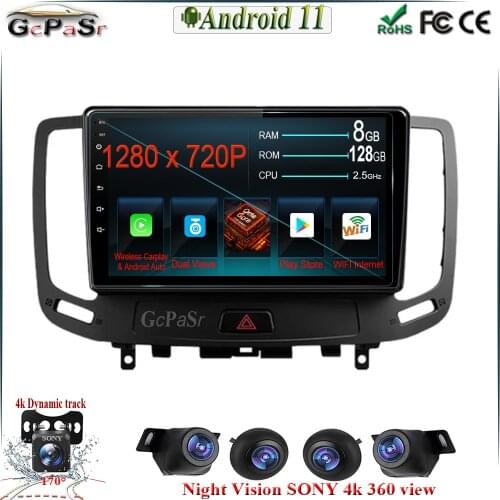 9'' Android 11 Car Radio Player for Voor Infiniti G4 G25 G35 G37 2006 2007 2008 2009 2010 2012 2013 Multimedia Video Player