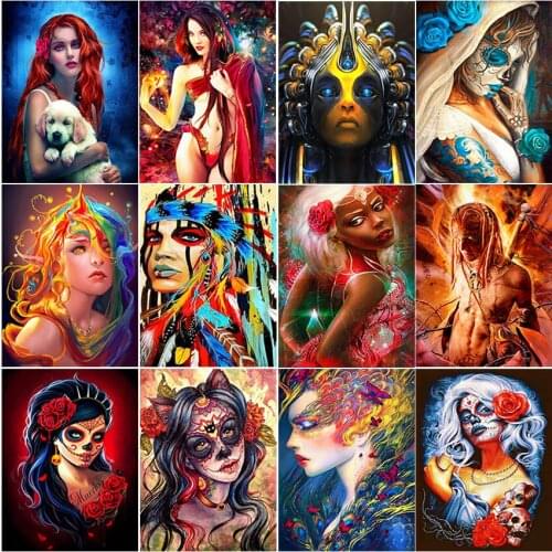 Cross stitch cuadros full square embroidery 5d diamond painting kit Woman rose flower dog girl man complet dirll drawing mosaic