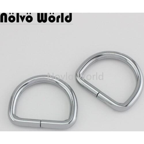 Nolvo World 5-20-100pcs 6 colors inner 32*26mm shiny chrome metal D ring 1.2" opened men handbag buckle hardware replacement