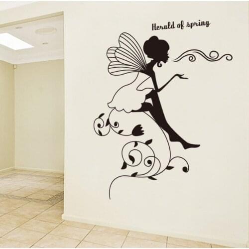 Black Removable Wall Stickers Decals Girl Dining Home Bedroom TV Background DIY Wall Decal Living Room Beatutiful Sticker ZB443