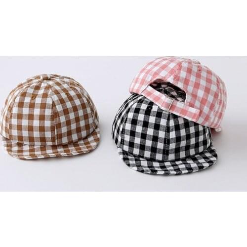 Kids Baby Plaid Hat Korean Version Sunshade Cap Adjustable Soft Brim Baseball Caps For Girl Boy Accessories Sun Visor Hats