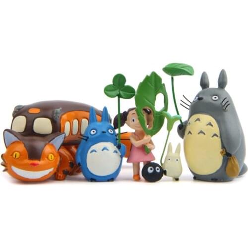 Ghibli Anime Take Leaves Totoro Bus Action Figures Desk Car Ornaments Miyazaki Hayao Model Toys Fairy Garden Miniatures Decor