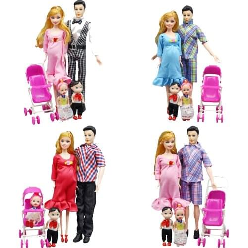 Toy Accessories for a Family of Four,Including 1Dad&1Pregnant Mom and the Baby in Her Belly &a Child,1/6 Doll Real Pregnant Doll