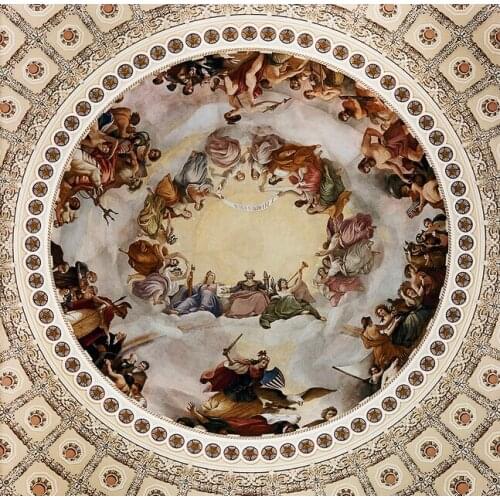 Custom vintage wall paper, the European style square oil painting is used for the ceiling wall waterproof papel de parede