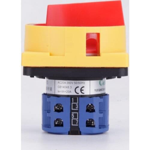 LW26GS-20 690V 20A Padlock Rotary Cam Switch OFF-ON 2 position 4 Poles 8 terminals main switch, emergency stop