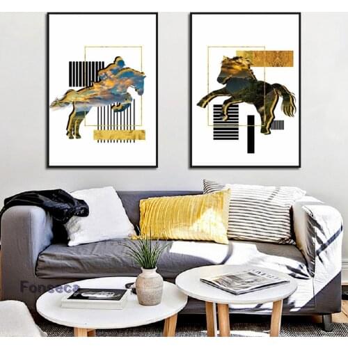 Fashion Silhouette Poster Animal Horse Pattern Decorative Canvas Painting Flying Horse Picture On The Wall Aesthetic Room Decor