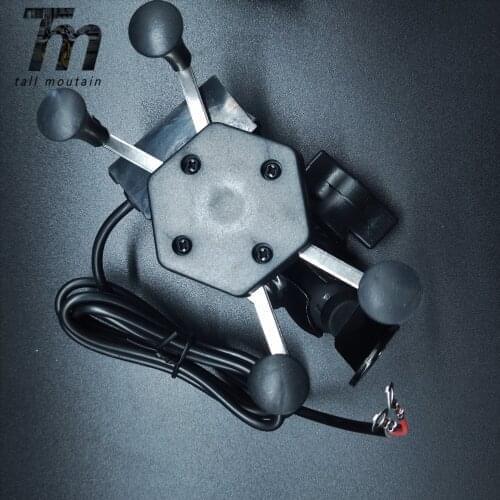 Motorbike Mirrors X-Grip 3.5-6 Inch Cell Phone Mount Holder USB Charger For Harley Electra Glide Softail Road King