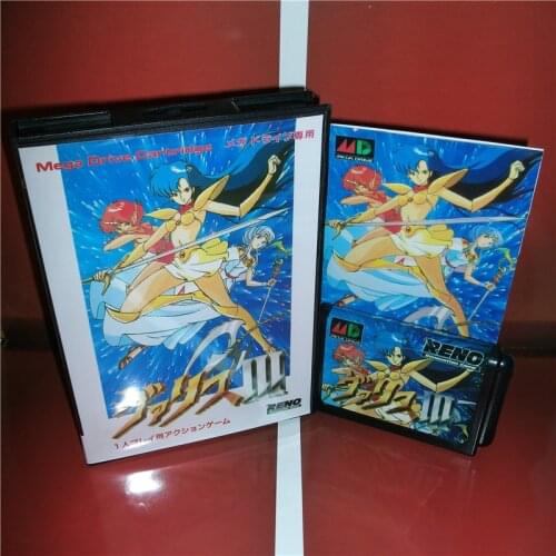 Mugen Senshi Valis III Japan Cover with Box and Manual for MD MegaDrive Genesis Video Game Console 16 bit MD card