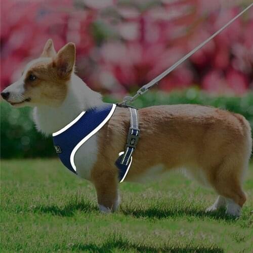 Soft Small Dog Harness Vest Puppy Harnesses Reflective pet Walking Lead Leash Breathable Mesh Medium dog chest strap
