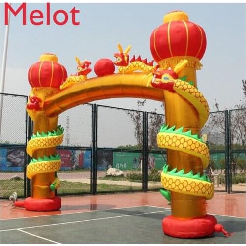 6 M 8 M Dragon Column Inflatable Golden Red Opening Ceremony Double Dragon Inflatable Model Dragon and Phoenix Wedding Rainbow
