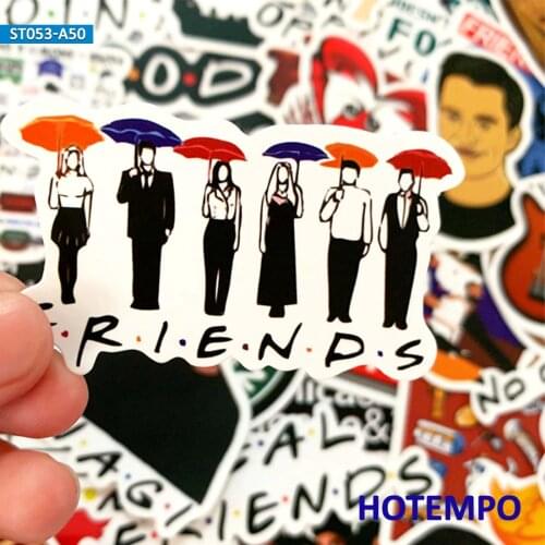 50pcs Friends US TV Funny Six People Classic Comedy Style Stickers for Mobile Phone Laptop Luggage Case Bike Anime Art Stickers
